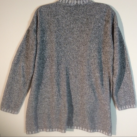 Adrienne Vittadini Black Grey Open Front Cardigan - Picture 5 of 6